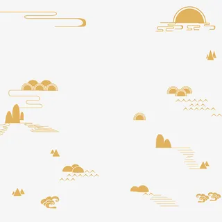 祥云山脉复古元素免抠