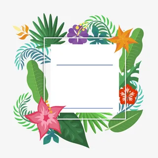 彩色花朵植物边框免抠