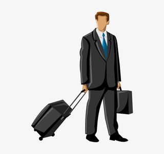 拉行李箱的商务人士免抠