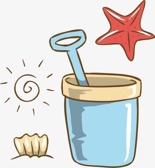 海边挖沙小桶免抠