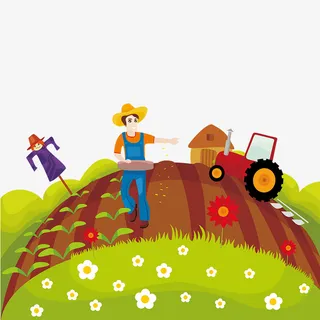 免抠卡通田地里劳作的人们免抠