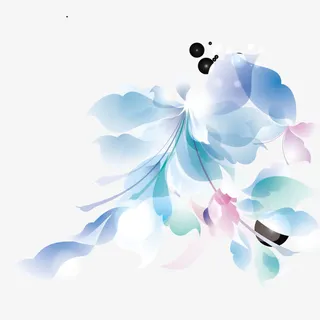 矢量蓝色花卉免抠