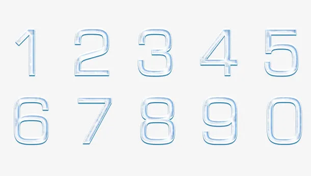 简约白色冰块晶体数字PNG免抠