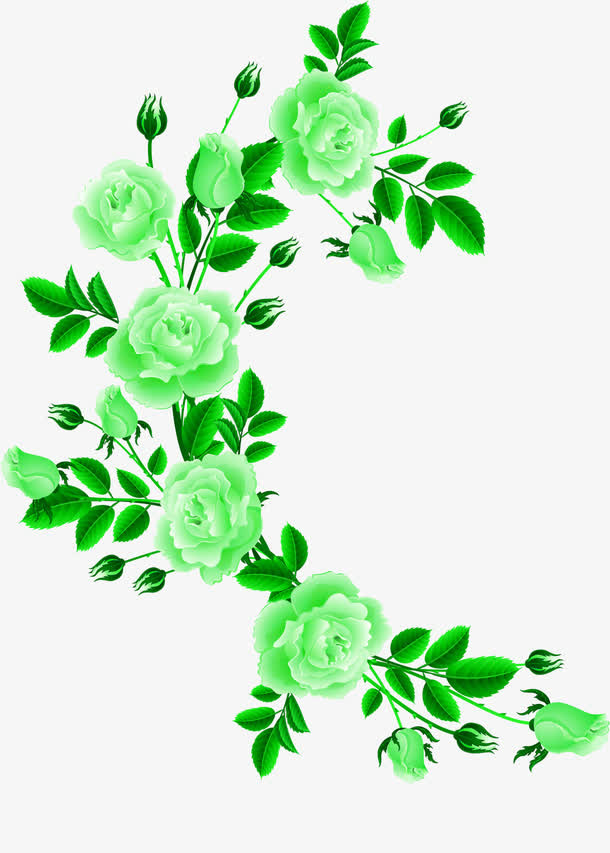 绿色牡丹花卉免抠