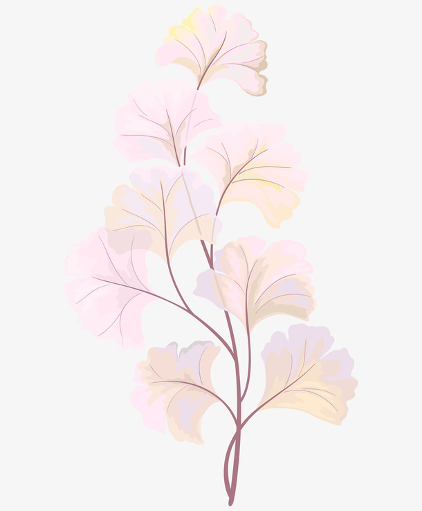 粉色透明银杏树叶免抠