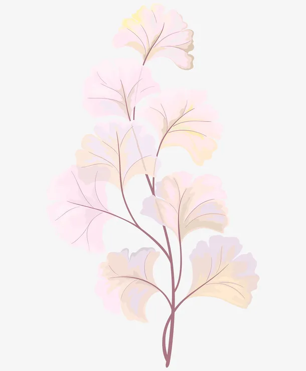 粉色透明银杏树叶免抠