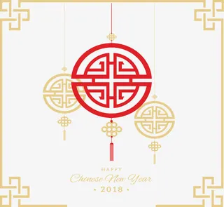 古风中国结挂饰春节海报免抠