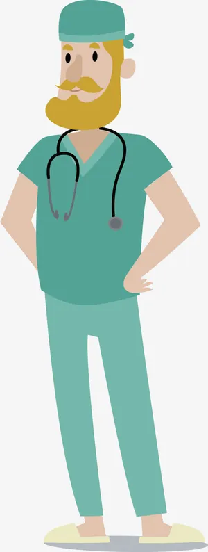 卡通大胡子男护士免抠
