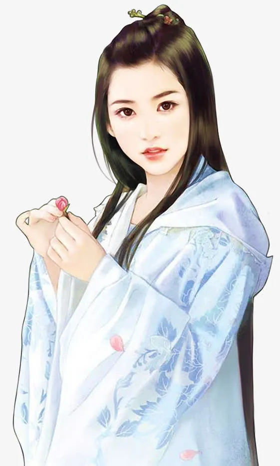 清纯女子人物创意手绘免抠