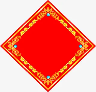 红色花纹福字底纹免抠