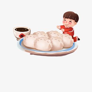 端上大一盘饺子免抠