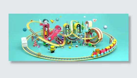 绿色背景游乐场全屏海报高清