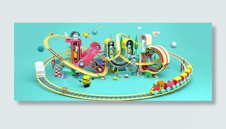 绿色背景游乐场全屏海报高清