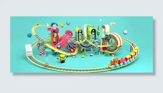 绿色背景游乐场全屏海报高清