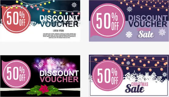 圣诞节五折促销优惠券矢量素材免抠