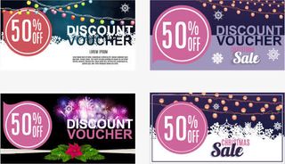 圣诞节五折促销优惠券矢量素材免抠