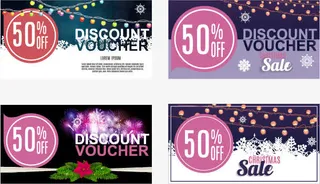 圣诞节五折促销优惠券矢量素材免抠
