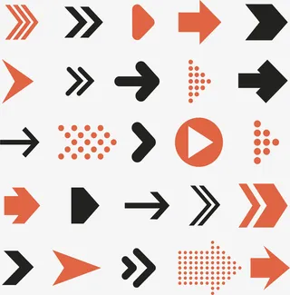 复古风向右箭头图标免抠手绘/卡通卡通元素