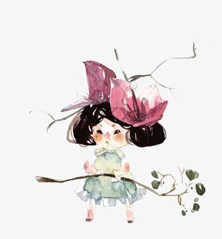 拿树枝的小孩免抠