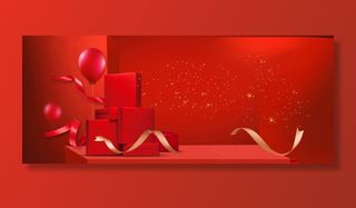 新年大礼包喜庆红色背景高清