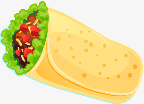 黄色立体美味卷饼免抠