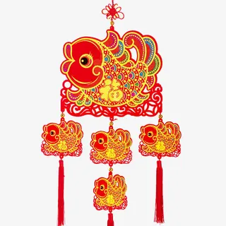中国结鱼挂饰免抠