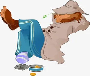 卡通落魄老年人免抠