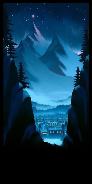 蓝色手绘圣诞节插图免抠