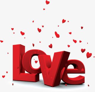 红色卡通爱心字母装饰免抠