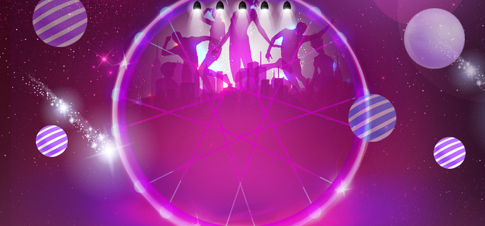 618大促销紫色彩球狂欢科幻背景高清
