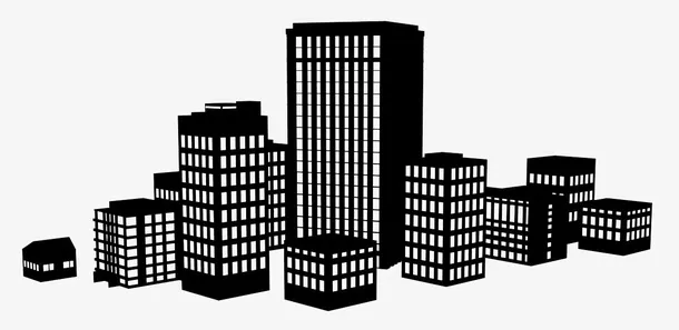 城市楼房剪影高楼大厦免抠