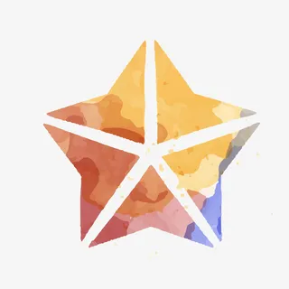 水彩绘渐变星星矢量图免抠