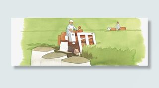 水彩插图农地收割免抠