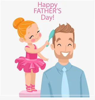 给爸爸梳头发的女孩免抠