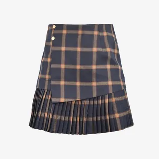 格子百褶裙免抠