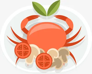 红色卡通海鲜螃蟹免抠