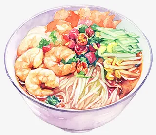 水彩虾面免抠