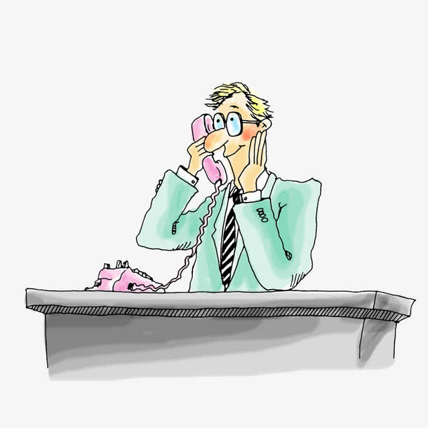 插画手绘卡通人物打电话免抠