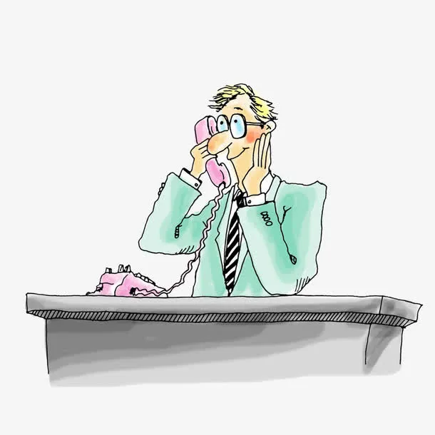 插画手绘卡通人物打电话免抠