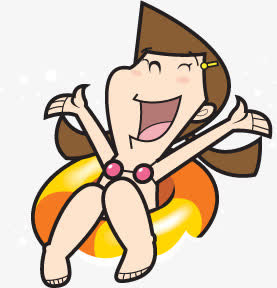 游泳的女人卡通淘宝促销免抠