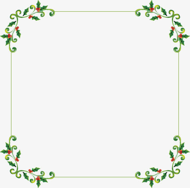 绿色花藤边框免抠