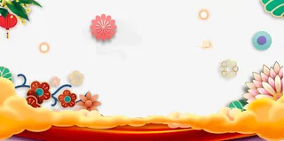 节日立体剪纸边框装饰免抠