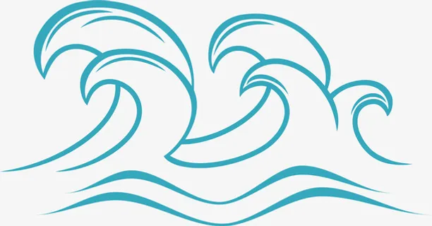 卡通湖水波纹线条免抠
