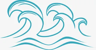 卡通湖水波纹线条免抠