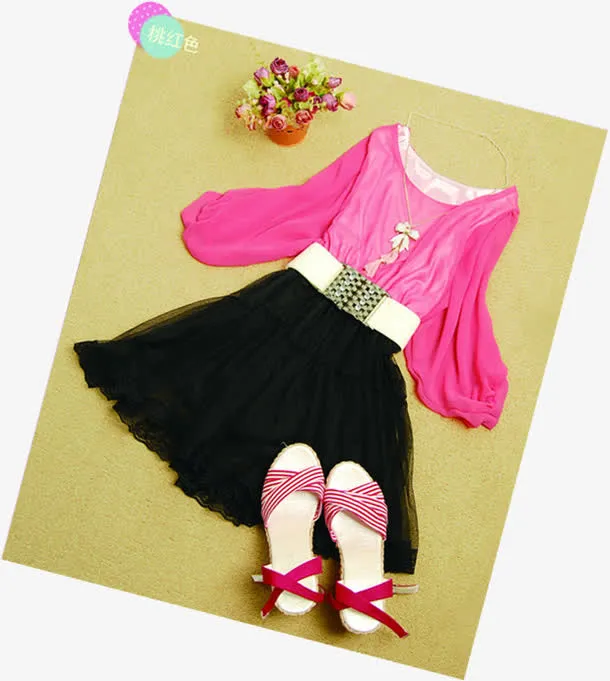 春天粉色女装装饰免抠