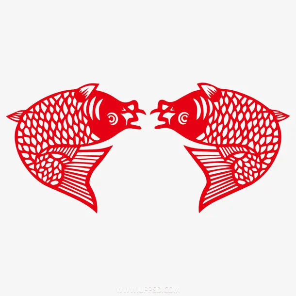 春节剪纸窗贴鱼10免抠