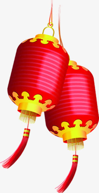 手绘中国风红色灯笼装饰免抠
