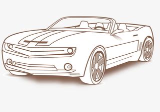 手绘精美线条敞篷车免抠