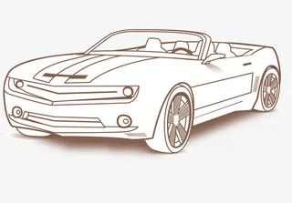 手绘精美线条敞篷车免抠
