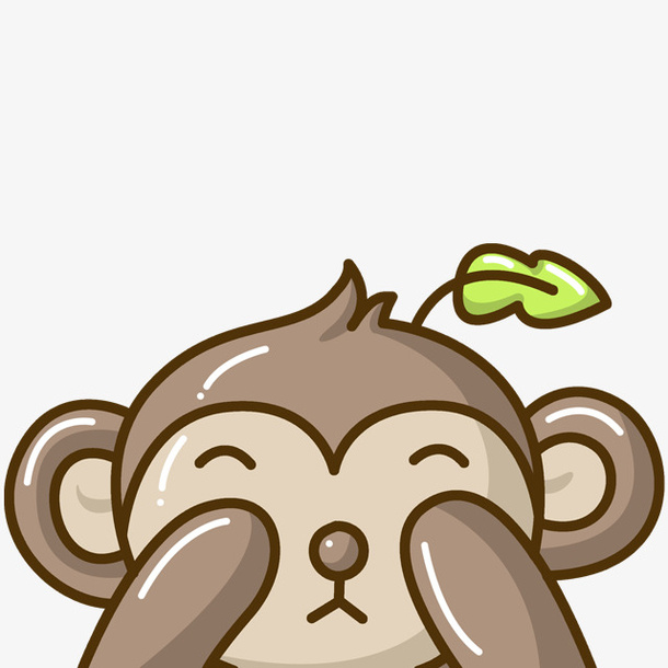 卡通小猴子捂眼睛免抠